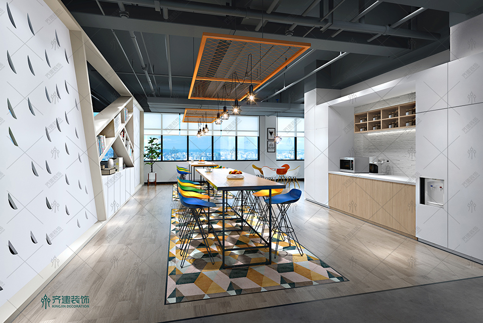 上?？靷}智能科技辦公室水吧裝修設計效果圖