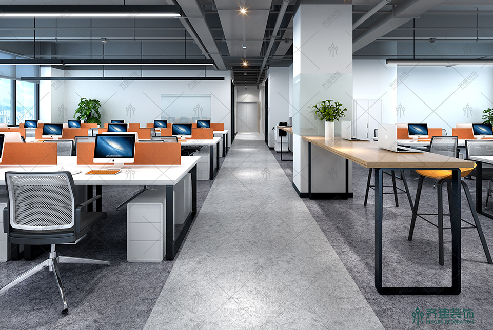 上?？靷}智能科技員工開放式辦公區裝修設計效果圖