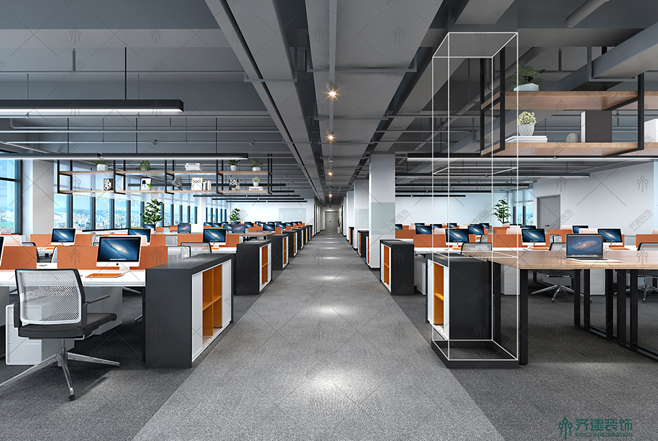 上?？靷}智能科技開放式辦公區裝修設計效果圖