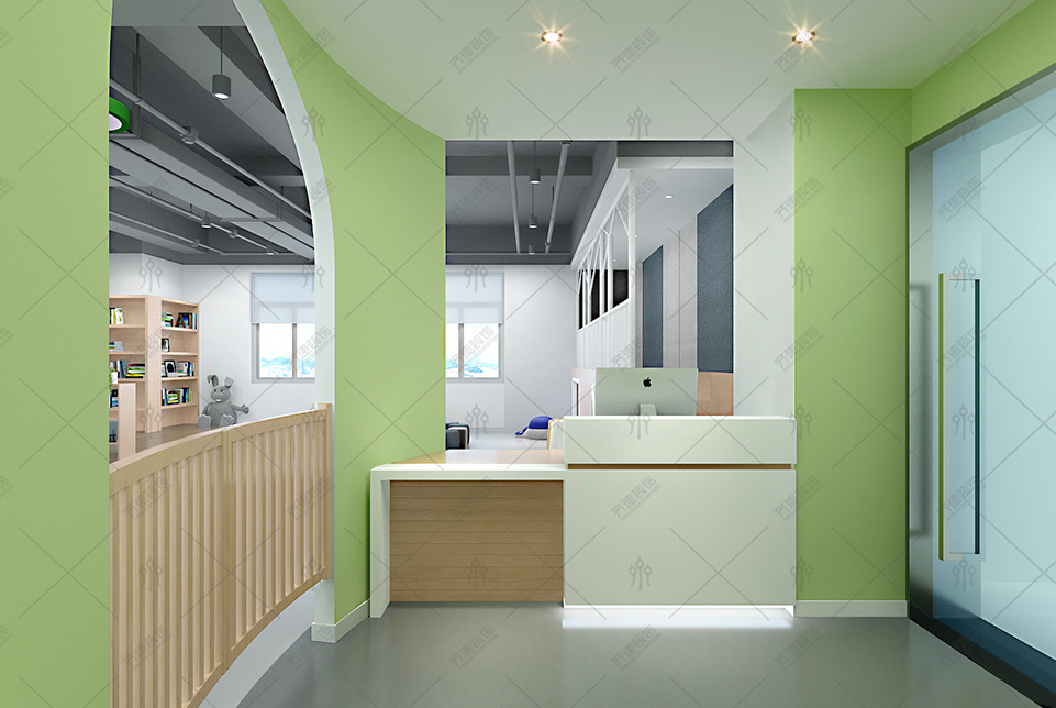 上海五角場創業大廈辦公室前臺裝修設計效果圖