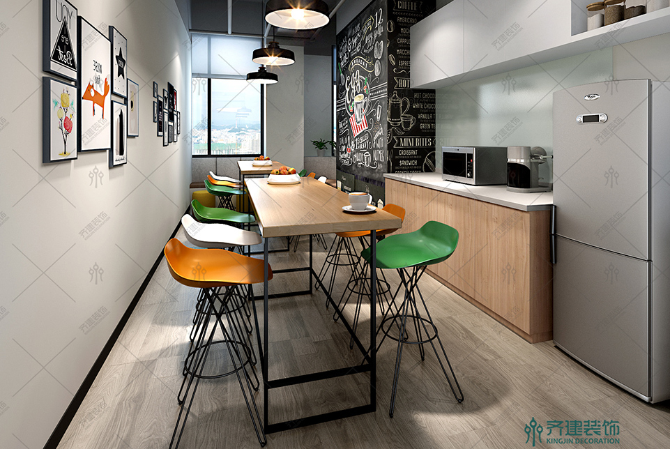 上?？靷}智能科技辦公室水吧裝修設計效果圖