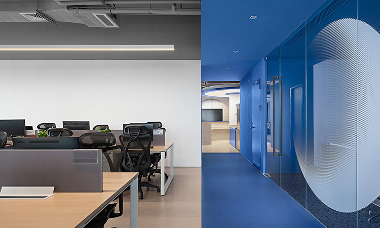 開放辦公區(qū)裝修完工照